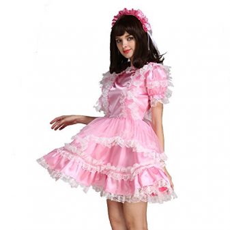 Gocebaby Lockable Sissy Maid Dress Satin Pink Crossdresser Costume ...