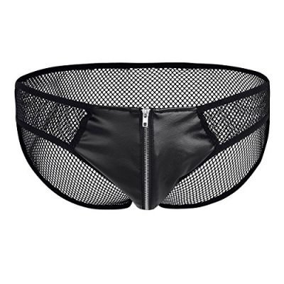 Stretchy Openwork Fish-Net Thong With Zipper Front (Various Sizes ...