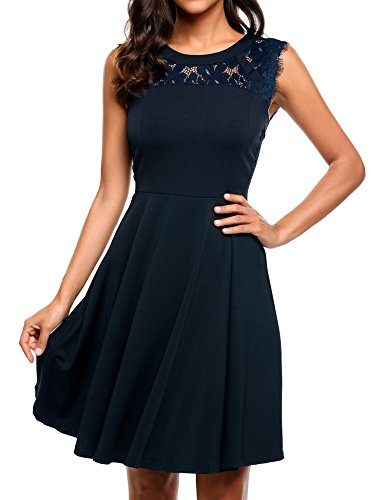 Zeagoo-Womens-A-Line-Pleated-Lace-Sleeveless-Cocktail-Party-Dress-Navy-Blue-S-0