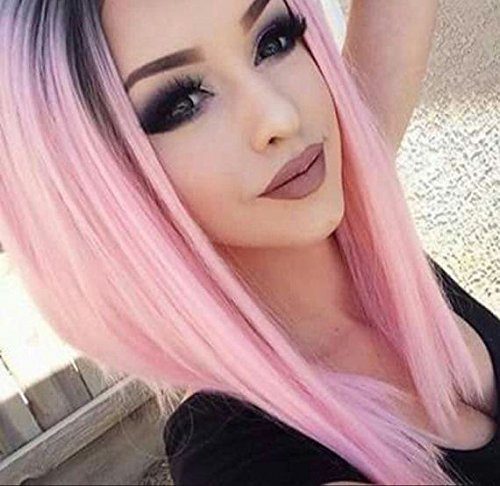 AISI-HAIR-Ombre-Pink-Wigs-Straight-Short-Length-Wigs-for-Women-Middle-Part-Wigs-Dark-Roots-Heat-Resistant-Synthetic-Wigs-0