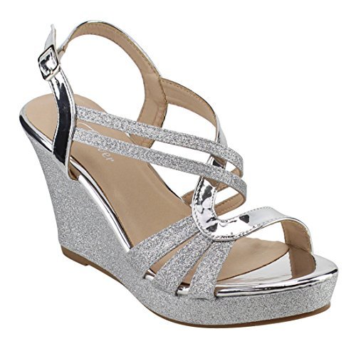 Forever Glitter Open Toe Strappy Sandals Wrapped Wedge Heel Platform ...