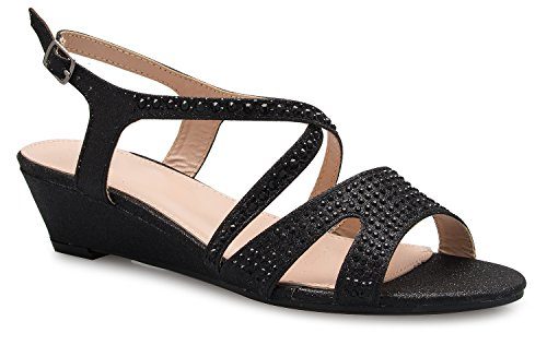 OLIVIA-K-Womens-Strappy-Crisscross-Cutout-Ankle-Strap-Buckle-Low-Open-Toe-Heel-Sandals-Comfortable-Slingback-0