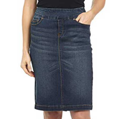 Pull-on Stretch Denim Skirt Ease In To Comfort Fit By Rekucci Jeans